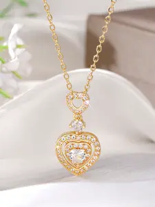 1 PC Romantic Heart Cubic Zirconia Necklace Pendant For Women Valentine's Day Gift Wedding Engagement Jewelry