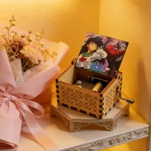 Hot Selling Wooden Hand-Cranked Music Box, Inuyasha Theme, Anime Lover Decoration Collection, Holiday Gift Christmas New Year