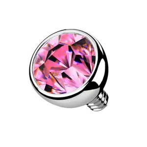 Bezel Pink CZ Titanium Internally Threaded Top