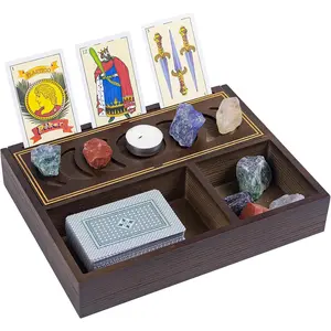 Tarot Card Holder Wooden Tarot Card Display Storage Tarot Accessories Wiccan Altar Divination and Witchcraft Decor