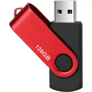 128GB USB Flash Drive Thumb Drive 128GB Swivel Design USB 2.0 Memory Stick High Capacity Jump Drive Pen Drive for Laptop PC Computer (Red)