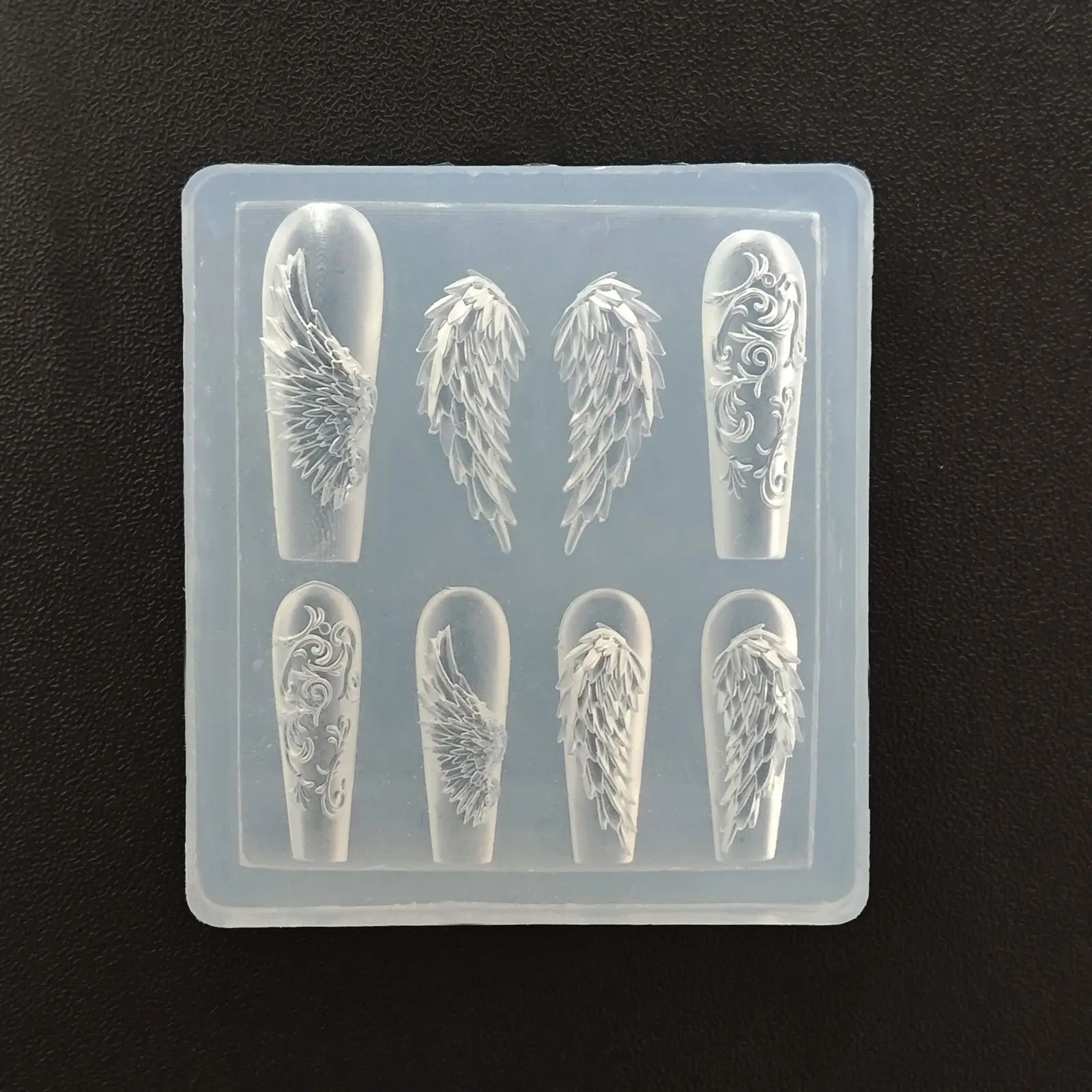 3D Angel Wings Nail Art Silicone Mold, Reusable Carved Pattern Mold for Acrylic UV Gel Nails, DIY Manicure Decoration Tool