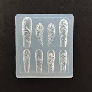 3D Angel Wings Nail Art Silicone Mold, Reusable Carved Pattern Mold for Acrylic UV Gel Nails, DIY Manicure Decoration Tool