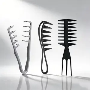 Men's Hair Styling Comb Set, Salon Styling Tool, Wide Tooth Combs for Oily Hair, Texture Comb for Airplane Head and Big Back Hairstyles, Plastic Material