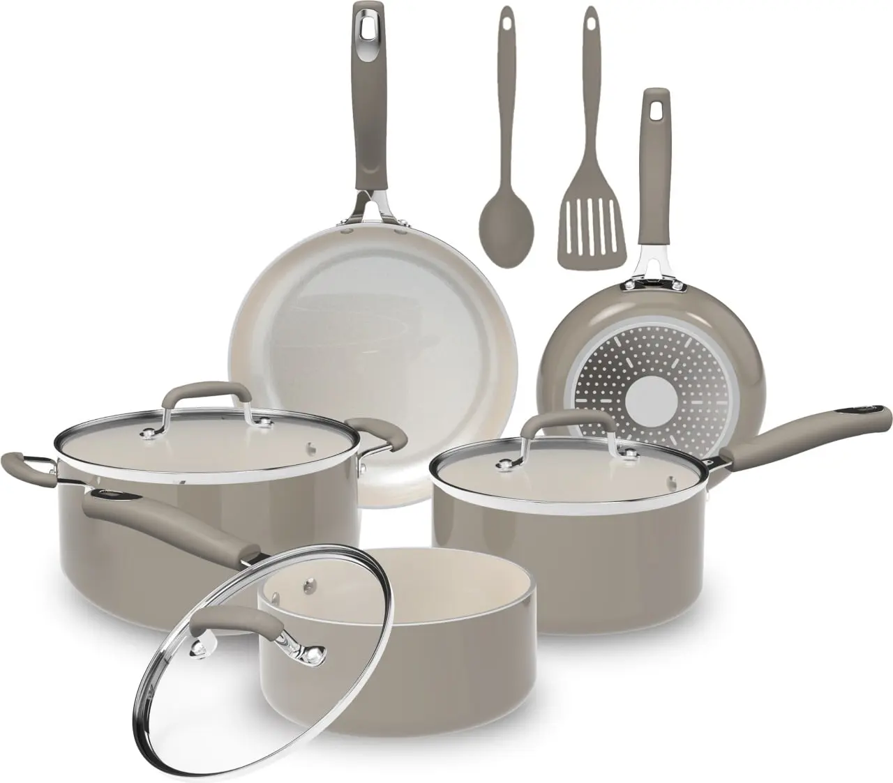 Mainstays 10 Piece Heavy Gauge Ceramic Cookware Set Mainstays 10 Piece Heavy Gauge Ceramic Cookware Set