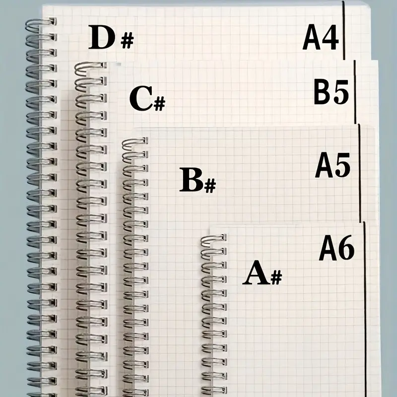 80 Pages Coil Notebook, A5/b5/a4 Ring Bound Spiral Notebooks Spiral Binding, Grid Loose Leaf Diary Memo Pad Journal Workbook, Flat Cover Office Supplies Student School, Stationery Supplies Loose Leaf Notepad, School Study Supplies, Journaling Supplies