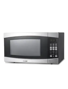 COMMERCIAL CHEF 1.4 Cubic Foot Microwave with 10 Power Levels, Small Microwave with Push Button, 1100 Watt Microwave with Digital Control Panels, Countertop Microwave with Timer, Stainless Steel