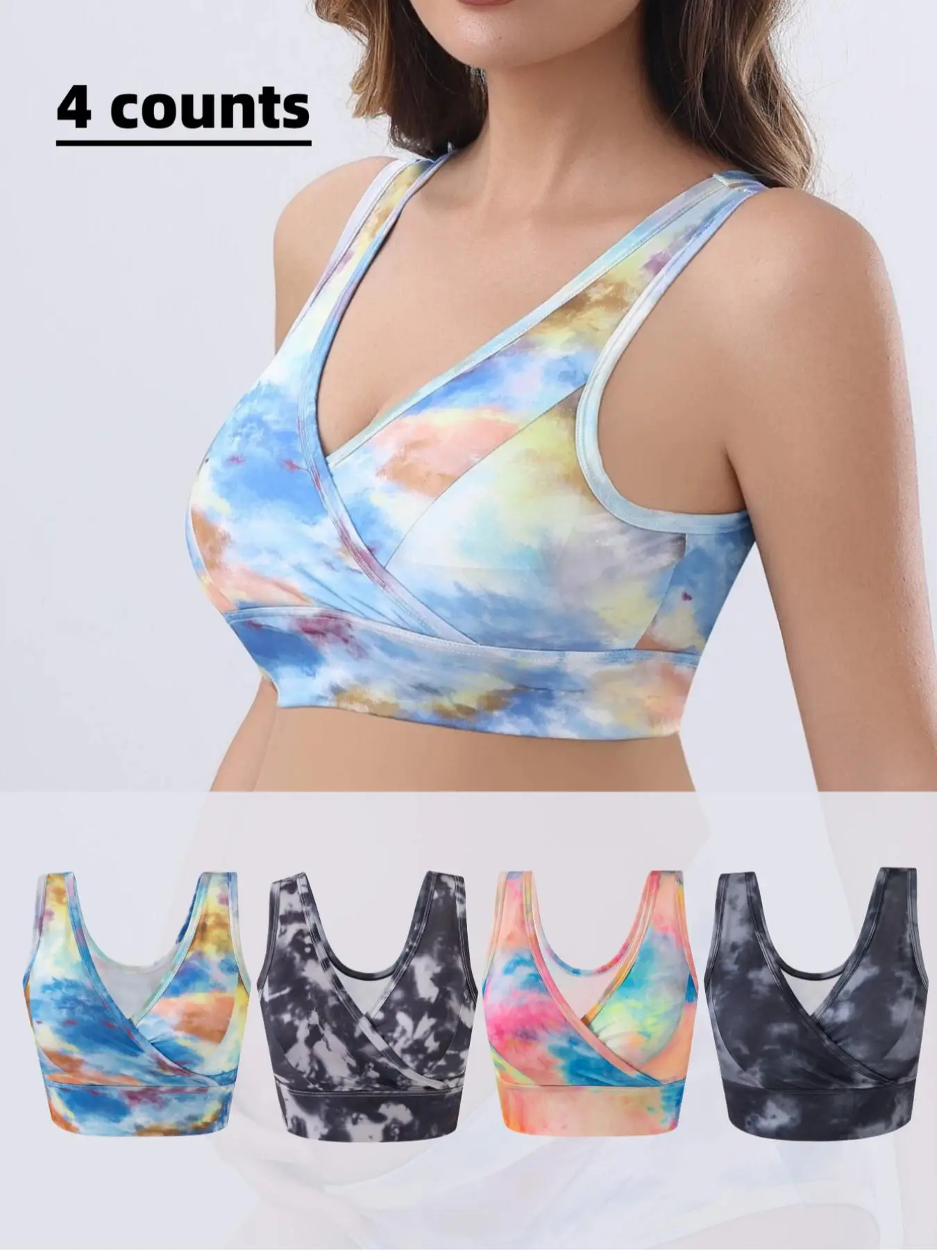 Women's Tie Dye Print Wrap Nursing Bra, Breathable Comfortable Breastfeeding Maternity Bra, Maternity Lingerie for All Seasons, Maternity Underwear