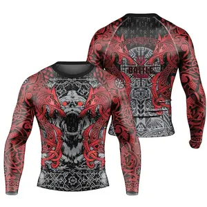 BattleFitGear Rage Of Viking Berserker | Men's Long Sleeve Rash Guard | BJJ & Fitness Rash Guard | Baselayer Compression Shirt for Jiu Jitsu & MMA