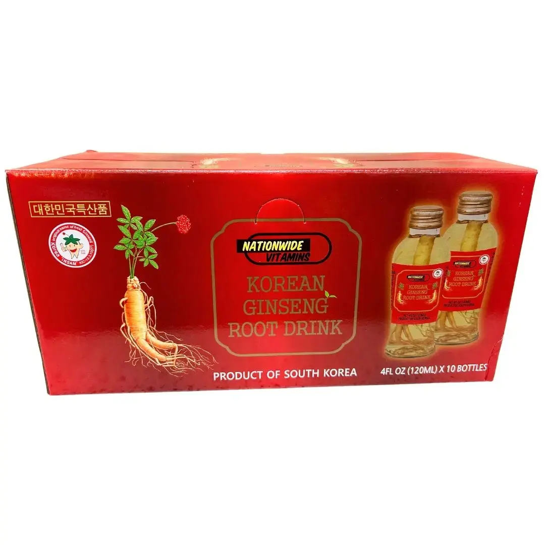 Korean Ginseng Extract Herbal Energy Drink with Honey Blend - 10-Pack, 4 fl oz Bottles, Dietary Healthcare Supplement