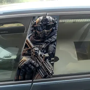 Military & Anime Car Sticker, Car Decal, Self-Adhesive PVC Mecha Warrior Sniper Guard Design, Cartoon Movie Jungle Pattern, Suitable for Glass Metal Plastic Ceramic Wood Surfaces