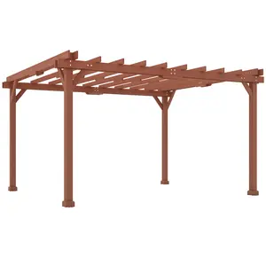 Outsunny 11' x 12.5' Outdoor Pergola, Wood Pergola Gazebo Grape Trellis with Stable Structure for Climbing Plant Support, Patio, Deck, Backyard, Lawn