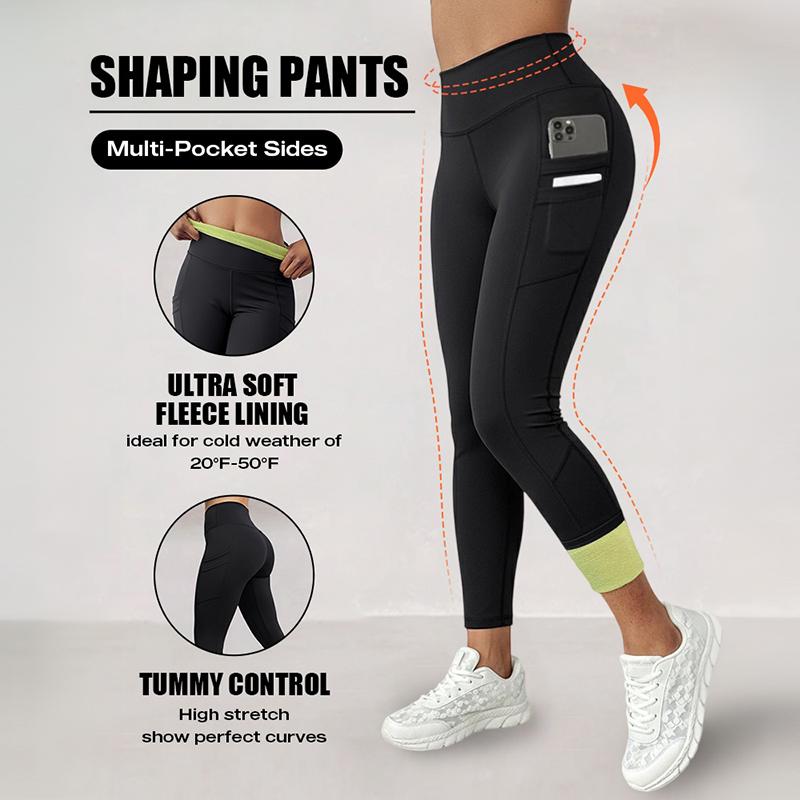 CHICME Winter Warm High Waisted Workout Athletic Leggings Tummy Control Butt Lifting Ultra Soft Thermal Lined Fleece Lined Yoga Pants Women's Sportswear with Stacked Slit Pockets On One Side