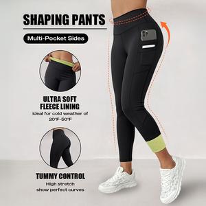 CHICME Winter Warm High Waisted Workout Athletic Leggings Tummy Control Butt Lifting Ultra Soft Thermal Lined Fleece Lined Yoga Pants Women's Sportswear with Stacked Slit Pockets On One Side