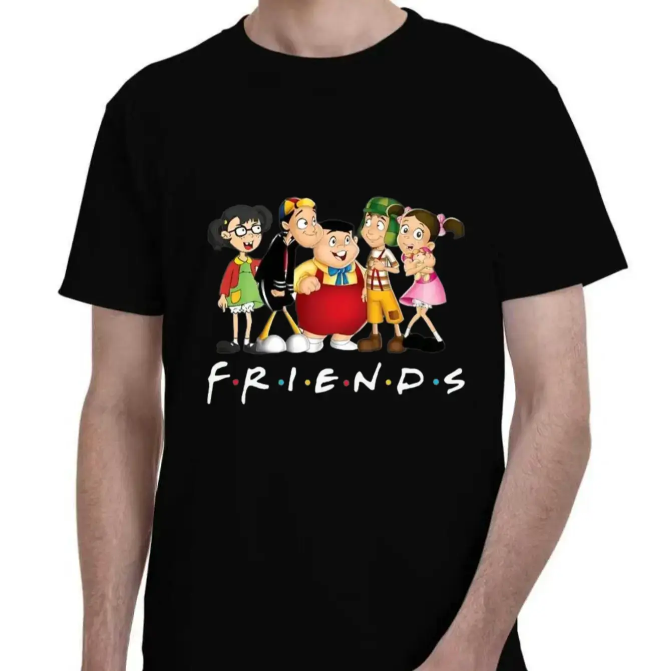 Women's Black El Chavo Del 8 T-Shirt - Iconic Character Art, Streetwear, Casual Wear, Comfy Simple Fabric