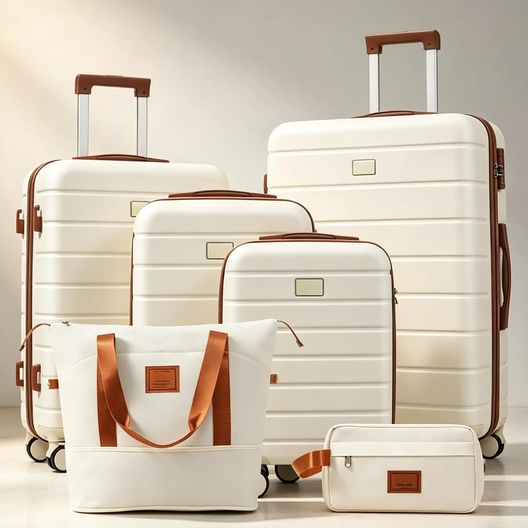 Fashion 6 Piece luggage set 16/20/24/28 inches+travel bag and wash bag Travel set with TSA lock 360 degree rotating carry on luggage, Luggage Sets