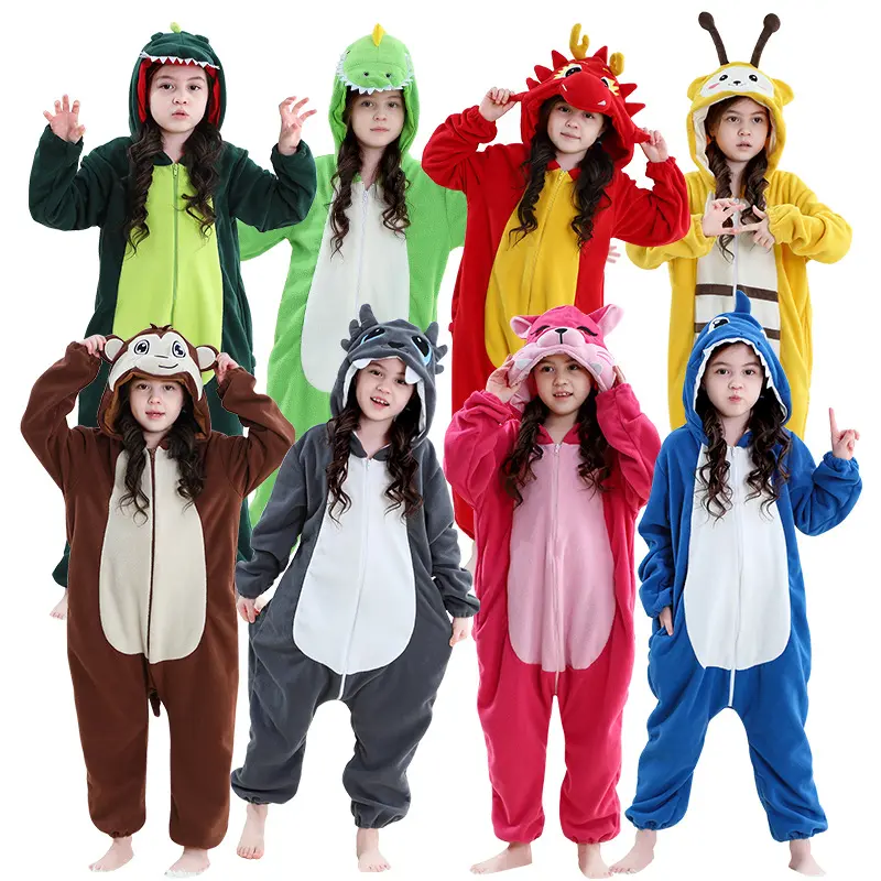 Hooded Kids' Cartoon Animal Onesie - Monkey, Red Dragon, Bee Designs, Hand Wash Only, Boys' Sleepwear & Performance Clothes