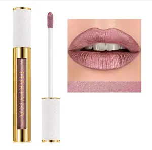 MAKI YIKA Metallic Pink Lipstick for Women Nude Lipsticks Long Lasting Shine Glitter Lipstick No Smudge No Transfer Liquid Lip Gloss (BR010 Sweet Sugar)