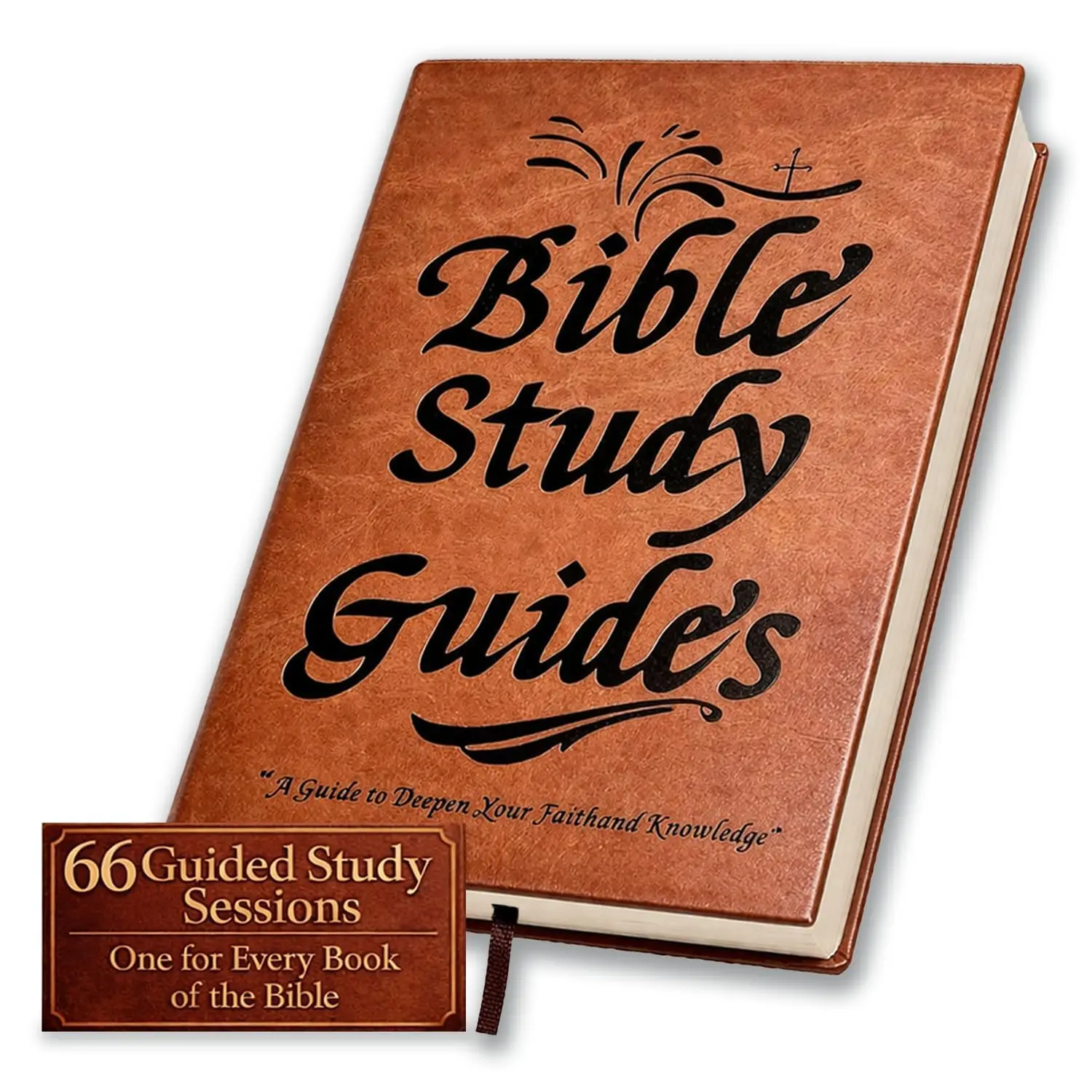 66-Page Bible Study Guide & Devotional Journal - PU Leather Cover, Scripture Summaries, Daily Reflections  Beginner-Friendly Spiritual Growth Notebook  Christian Gift Idea (Brown)