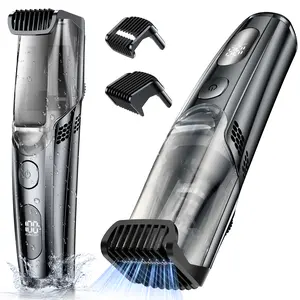 TailsUp-Upgraded Cordless Vacuum Beard Trimmer for Men – Self-Suction System, 1-20mm Adjustable Comb, IPX6 Washable & Skin-Friendly Blades, Self-Cleaning Suction, Black
