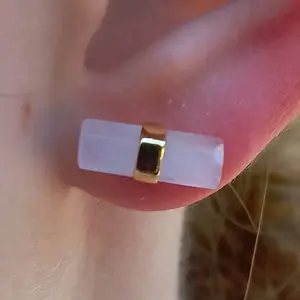 14 Karat Gold Plated Sterling Silver Rose Quartz Studs