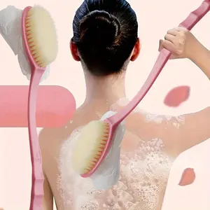 Soft Nylon Back Scrubber with Long Handle, Bath & Shower Accessories, Bathing Accessories for Women & Men, Bathroom Fixture Sets, Shower Brush