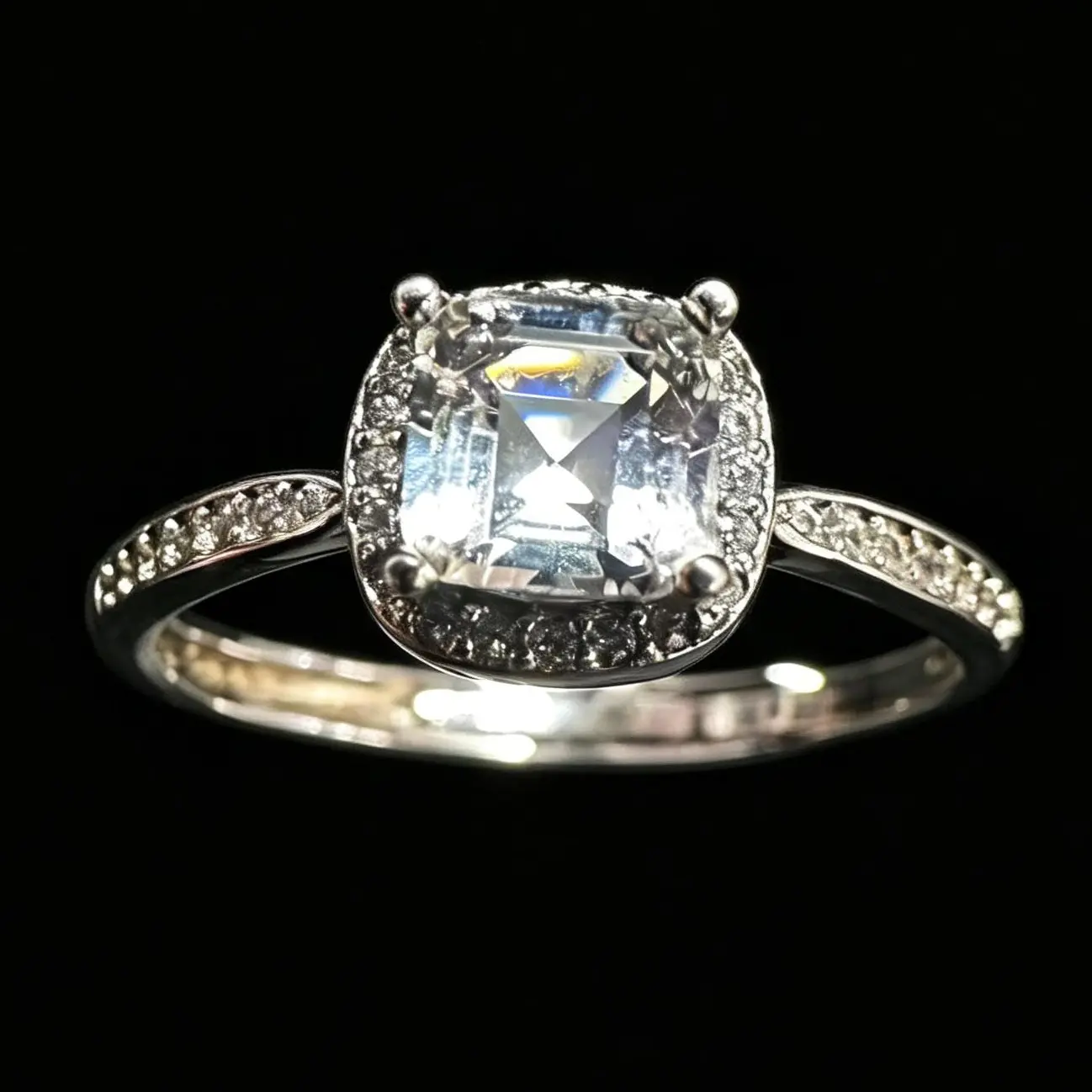 Halo Clear Quartz Adjustable 925 Silver Ring