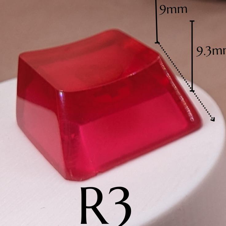 ResinKeyWorks Ruby Red Blank 1U Accent Keycaps, Transparent Hand Polished Resin OEM Caps with MX stems