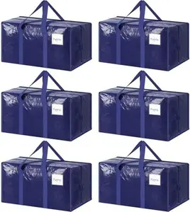 Heavy-Duty Moving & Storage Bags (6-Pack) – Extra Large Waterproof Zippered Storage Totes with Reinforced Handles