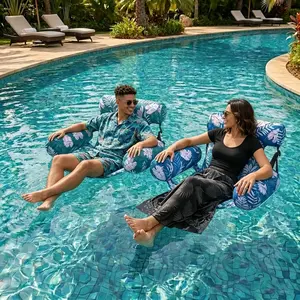 Heavy Duty Inflatable Pool Floats 2 Pack - Adult Blow Up Floating Lounge Chairs, Pool Noodle Style Water Loungers, Ocean Blue & Jungle Green for Pool, Lake, Beach, Backyard Summer Parties, Water Relaxation