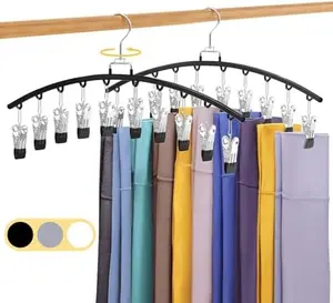Space-Saving Multi-Clip Pants & Skirt Hanger – 360° Rotating Closet Organizer Rack