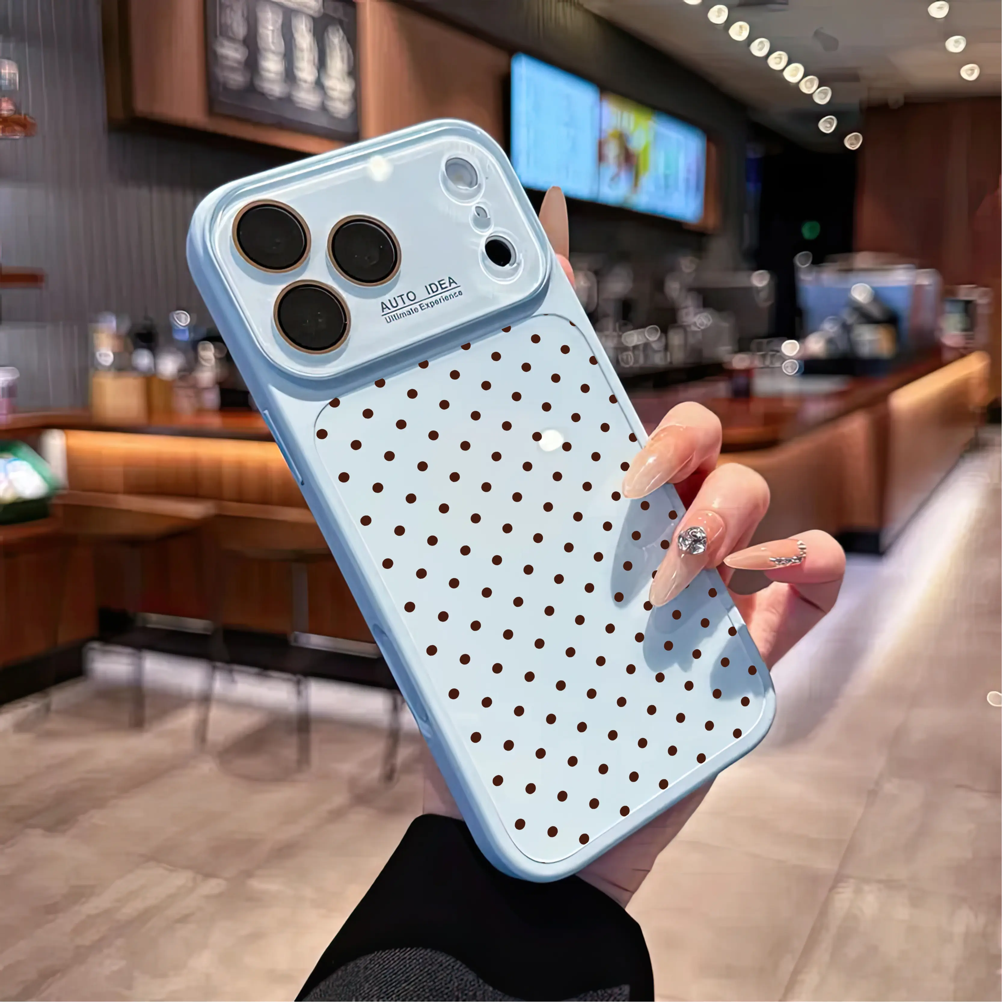 Cute Polka Dot Luxury Skin Texture Crystal Phone Case for iPhone 17Pro Max Air 16Plus 15 14 13  cases, Soft Touch Glossy Crystal Cover with Camera Protection, Protection Durable, Shockproof Drop, Designed for women.JL108-2