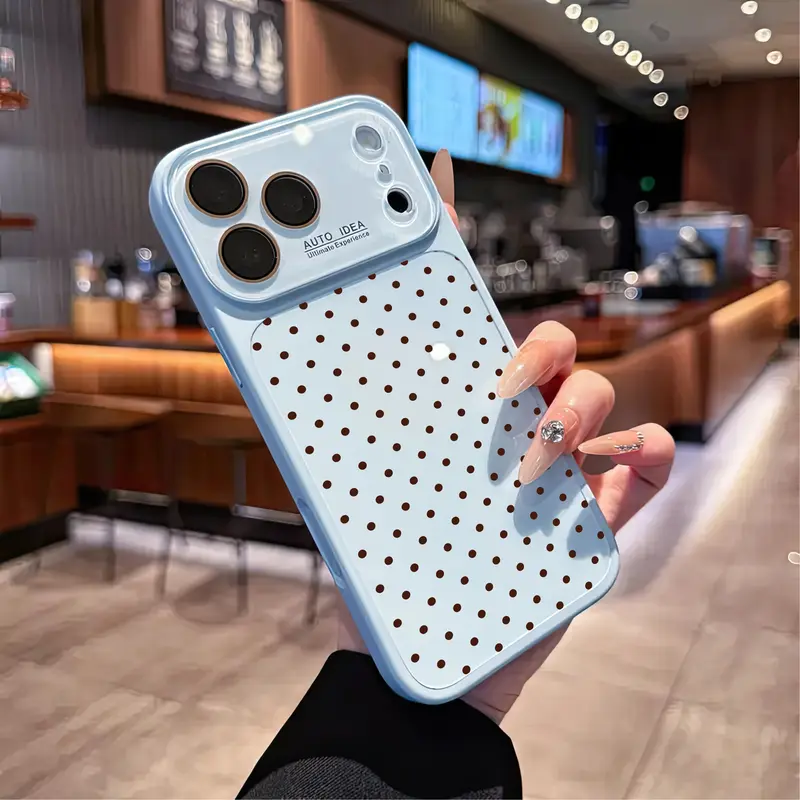 Women's Cute Polka Dot Luxury Skin Texture Silicone TPU Crystal Cover for iPhone Series (18Pro Max,17 Air, 16Plus, 15, 14, 13) - Soft Touch Glossy Casing with Camera Protector, Shockproof, Durable Phone Accessory | Multi-Model JL108-2