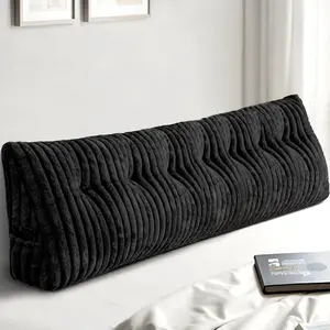 Headboard Pillow , Triangular Wedge Pillow Headboard , Cushion Headboards Reading Pillows, Backrest Pillows for Sitting in Bed or Working with Removable Cover, Black