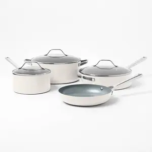 Figmint 7PC Aluminum Cookware Set 450 Degree F Cream Nonstick Ceramic Coated Figmint 7PC Aluminum Cookware Set 450 Degree F Cream Nonstick Ceramic Coated
