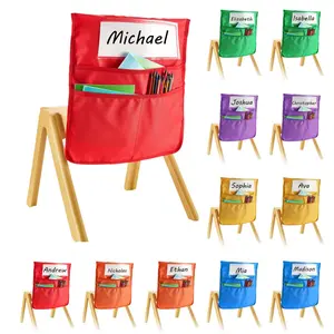 【Summervibes】VEVOR Chair Pockets for Classroom, 12 Pack, 17 x 19 Inches Chairback Buddy Pocket with Name Tag, 6 Bright Colors, Back of Chair Organizer for Kids in Classroom, Kindergarten, School, and Home