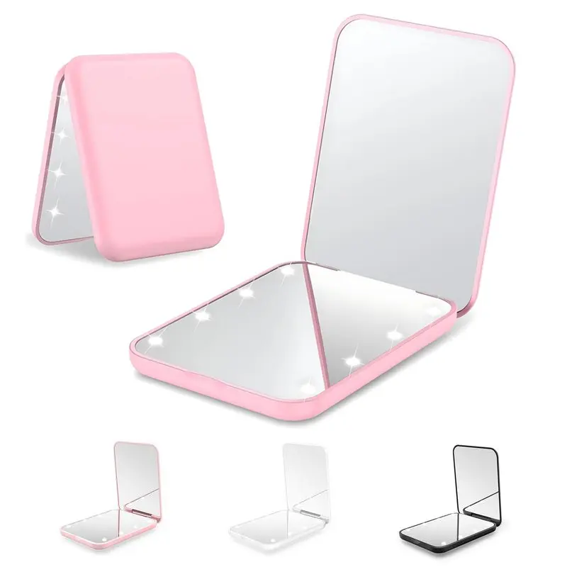 Mini Makeup Mirror, 1x/2x Magnification LED Cosmetic Mirror, Portable Foldable Handheld Wallet Mirror, Led Lights Mirror, Lighted Makeup Mirror, Mirror with Lights, Halloween Christmas Gift