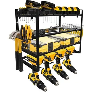 Power Tool Organizer Rack, 4 Layer, Heavy Duty Steel, Wall Mounted, Power Tool, Screwdriver, Tool Rack.