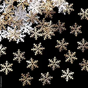 300pcs 2cm Christmas Snowflakes Confetti Xmas Tree Ornaments Christmas Decorations for Home Winter Party Cake Decor Supplies