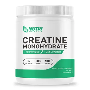 Creatine Monohydrate Powder 500g, Pure Micronized Creatine Supplements for Men and Women Building Muscle, Pre & Post Workout Supplements, Vegan, Unflavored - 100 Servings (1.1Lb)