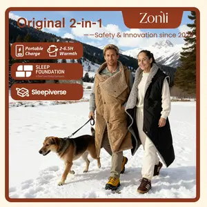 Zonli Outdoor Wearable Heated Electric Blanket 2026 Upgrade (Cordless, USB Powered) – Built-in 10000mAh Power Bank ，8 Heating Pads & 3 Heating Levels | For Travel, Camping, Office, Sofa – Stylish Winter Gift for Women，Machine Washable Heater Rechargeable
