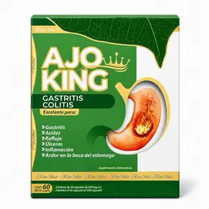 Ajo King Gastritis & Colitis Support Capsules – Garlic Herbal Supplement for Digestive Health, Acid Relief & Stomach Comfort – 60 Capsules