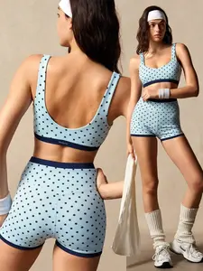 SLYNVIA Womens Polka Dot Pattern Camisole and Shorts Sports Suit