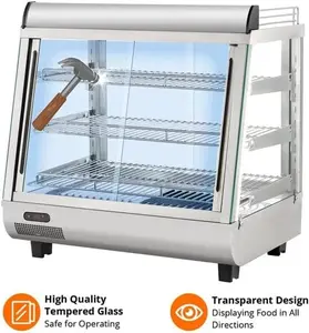 36 in Commercial Food Warmer Display Case, Countertop Warmer Display Case, Commercial Food Warmer with Adjustable Shelves, Glass Sliding Doors, 3 Tier Electric Heated Display Cabinet