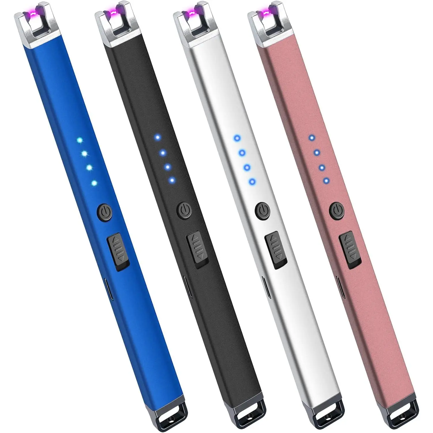 4-Pack USB Rechargeable Flameless Electronic Lighters - Windproof, Cylindrical, Portable Home Supplies for BBQ, Kitchen Use, Electronic Lighter
