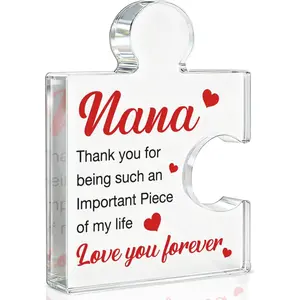 Nana Gifts from Granddaughter Grandson, Thank You Appreciation Gifts for Grandma Nana Acrylic Puzzle Piece Plaque Decor