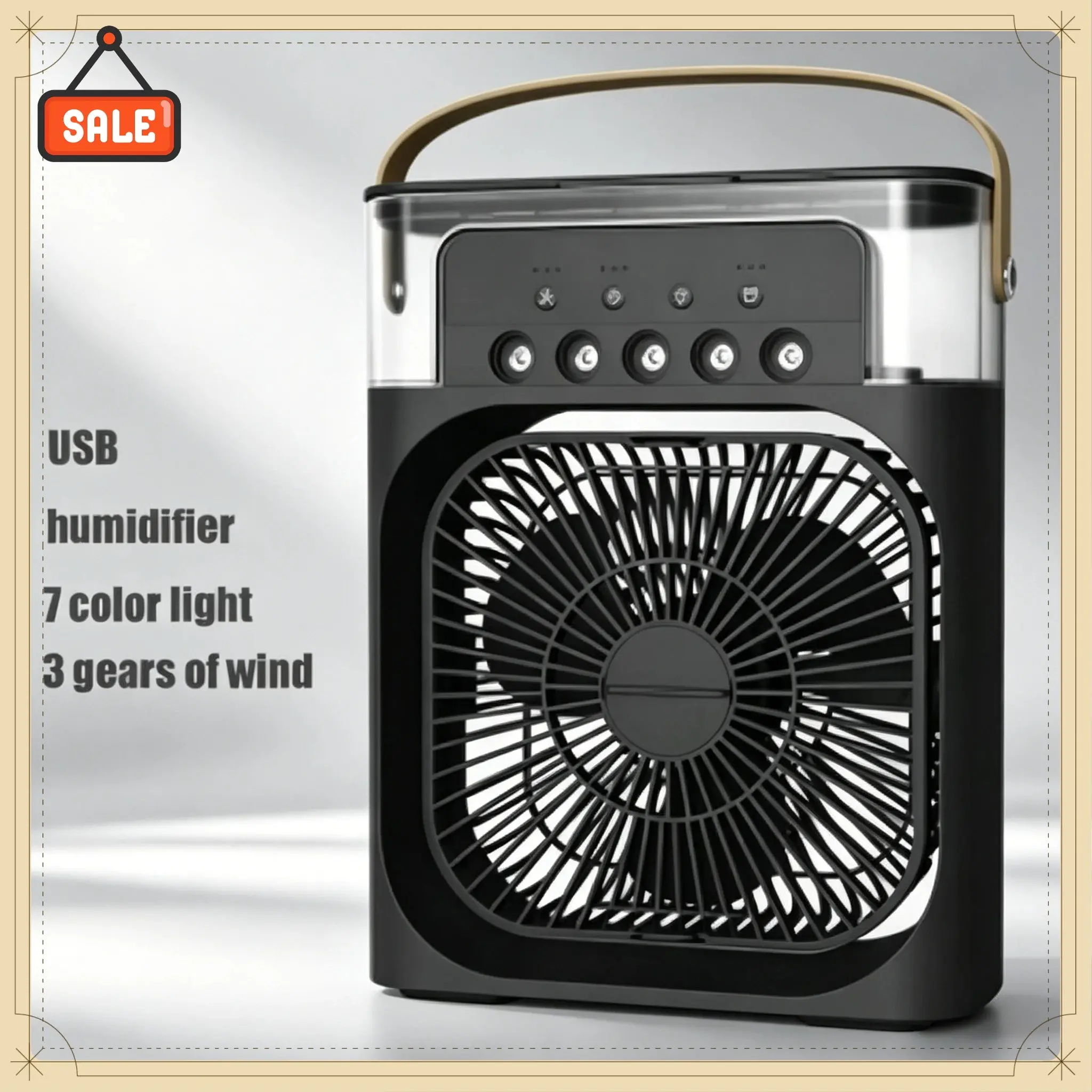 Multifunctional 3 In 1 Desktop Fan Portable Mini Air Cooler USB Humidifier Cooling Fan with LED Night Light for Home Office