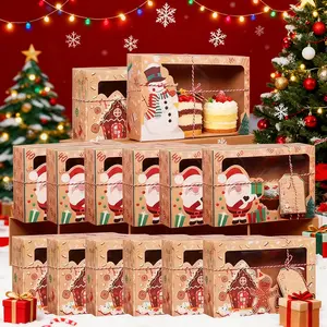6/9/12/24pcs Kraft Paper Christmas Cookie Gift Boxes Set – Includes Boxes, DIY Tags & Ribbons – Holiday Party Favor Packaging, Xmas Bakery Treat Boxes for Gifts & Celebration, Themed Gift Box