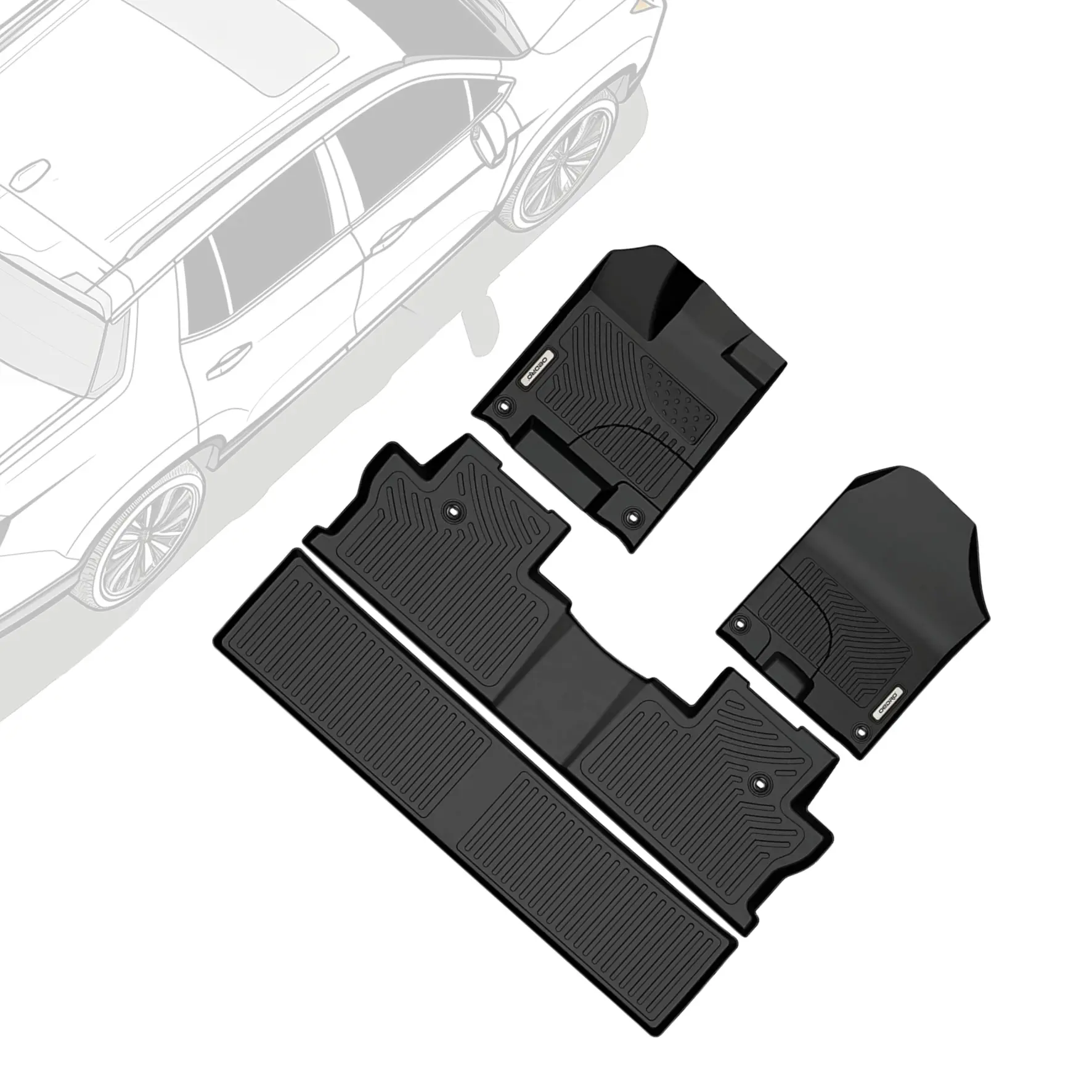 【fathersdaygift】OEDRO Floor Mats Fit for 2017-2026 Honda Ridgeline Crew Cab (Front, Rear and 2nd Row Under-Seat Cargo Area), TPE All Weather Custom Fit Floor Liners for Ridgeline, Pickup 1st 2nd & 2nd Row Cargo Black