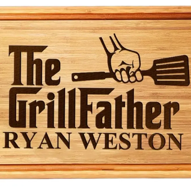 MESSAGE ME FOR CUSTOMIZATION Custom Design Extra Large Wooden Cutting Board with Handle,Chopping Block,Deep Juice Groove,Serving Tray,Gift,Engraved Wooden BBQ xlbamboo